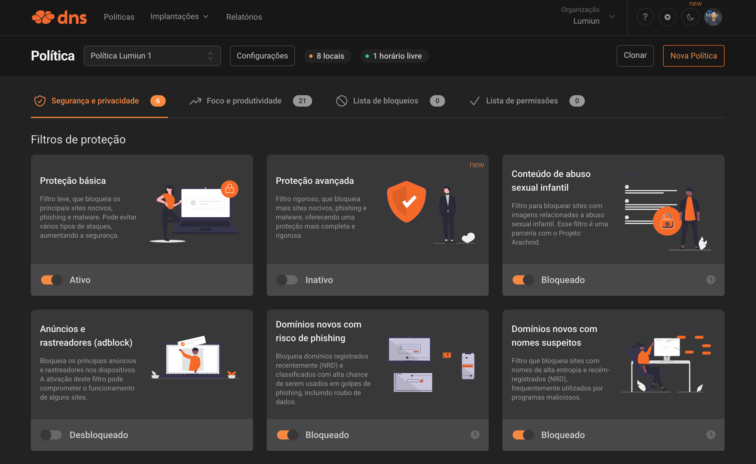 Lumiun DNS dashboard
