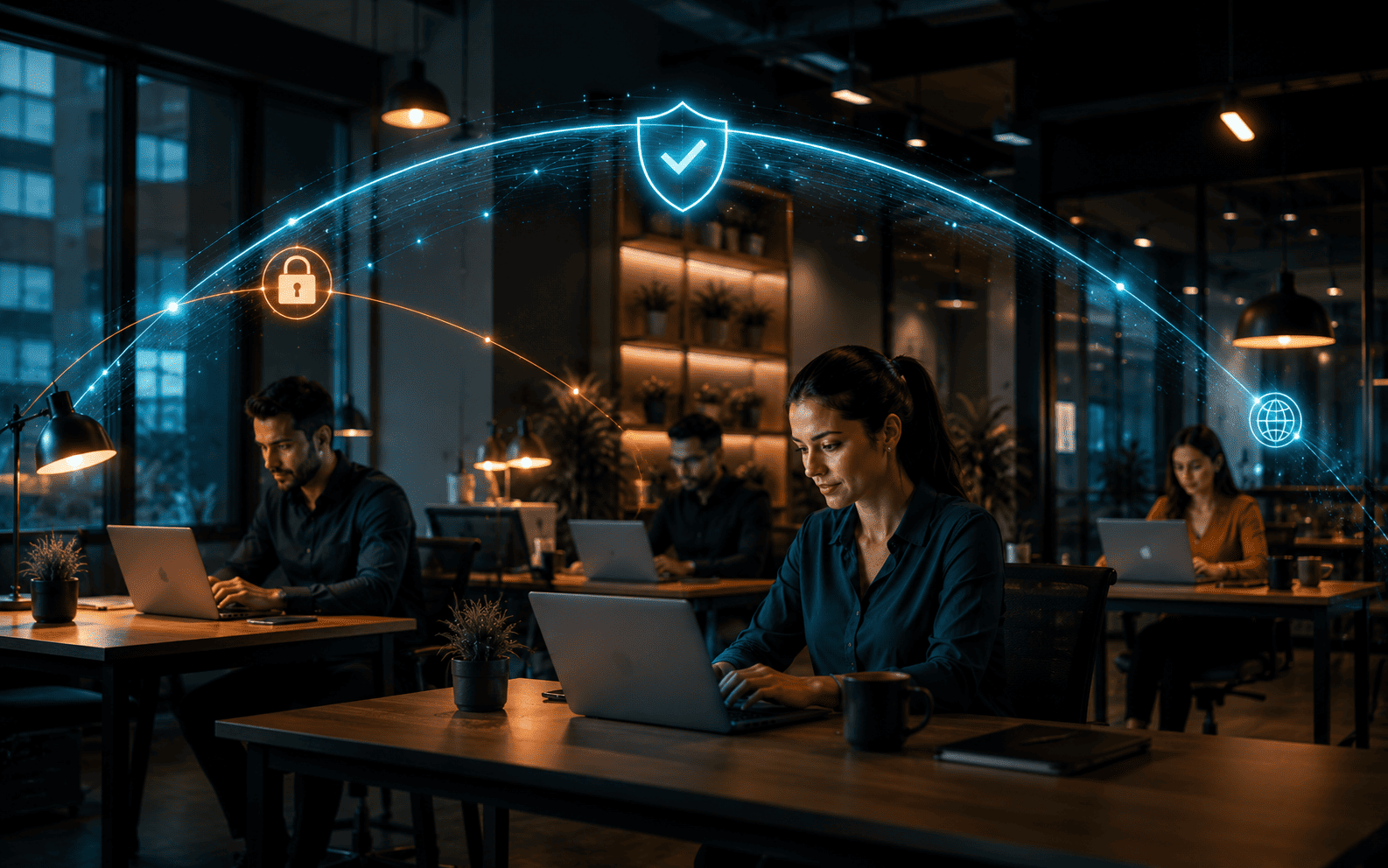 Small business team using an internet security and control solution