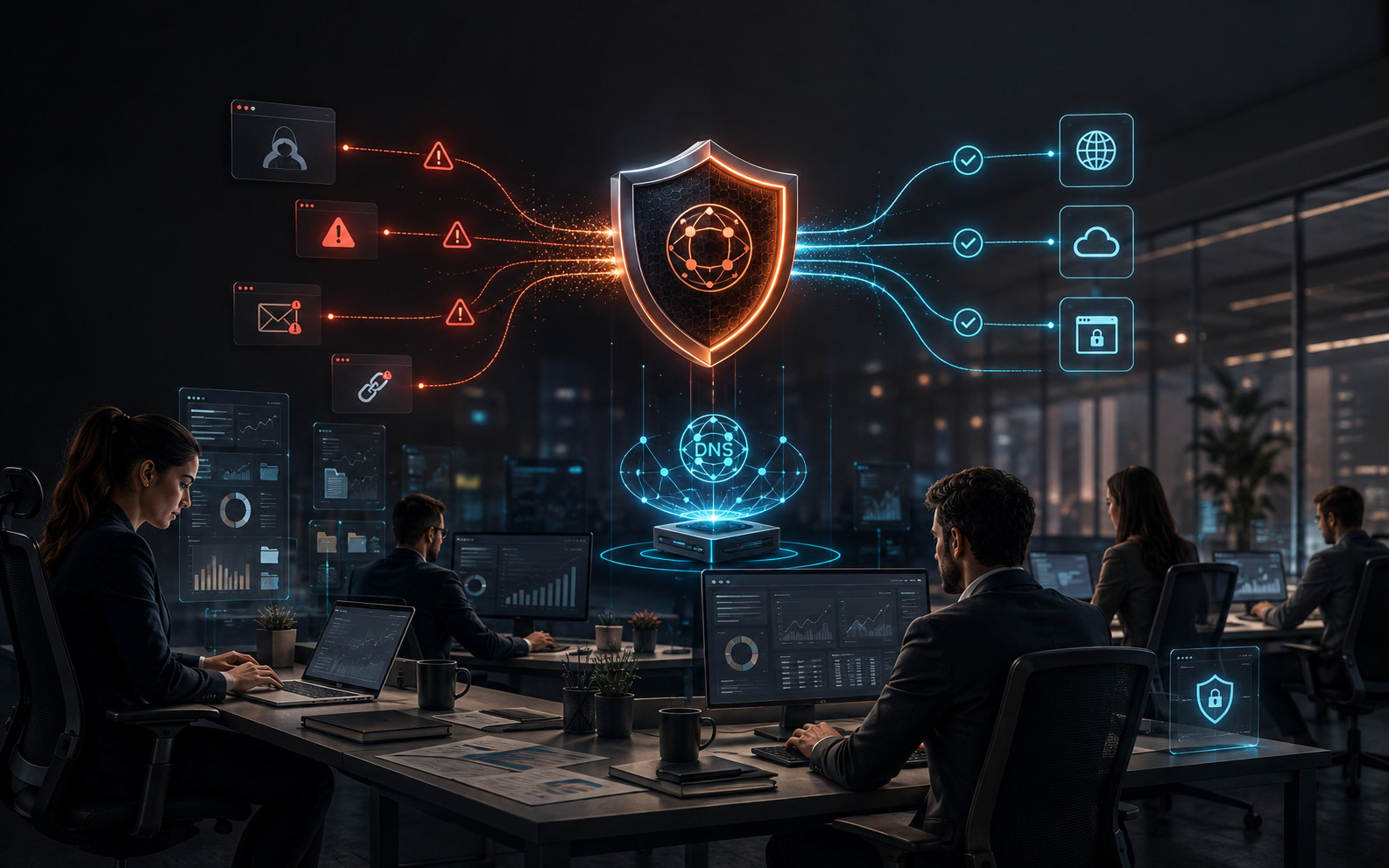 Accounting office using DNS protection against phishing and malicious websites