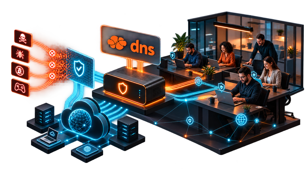 Small business team working with security and internet control